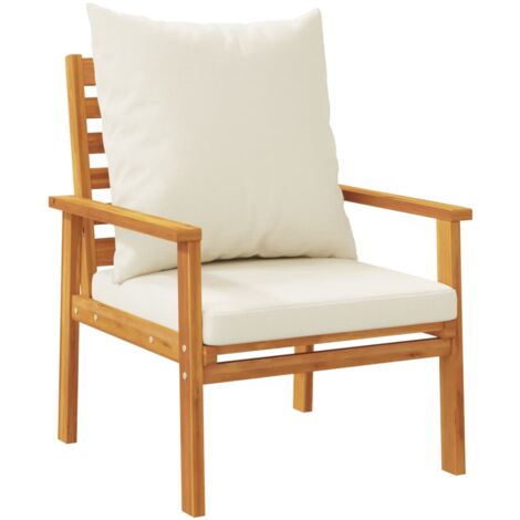 Fauteuil de jardin lot de 2 avec coussin bois massif d'acacia (1/5)