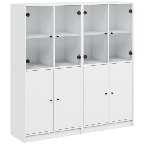 Bibliothèque avec portes blanc 136x37x142 bois d'ingénierie (1/5)
