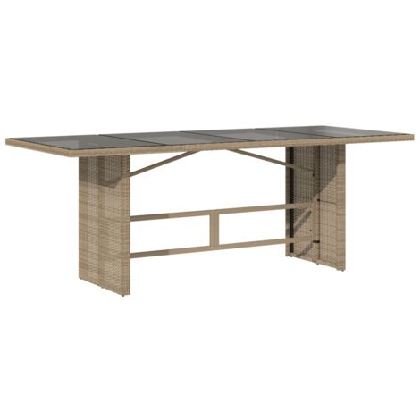 Table de jardin dessus en verre beige 190x80x74 (1/5)