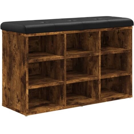 Banc à chaussures chêne fumé 82x32x50 bois d'ingénierie (1/5)