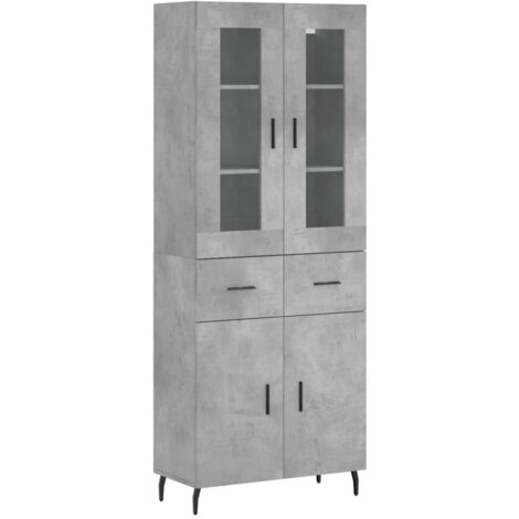 Buffet haut Gris béton 69,5x34x180 Bois d'ingénierie (1/5)