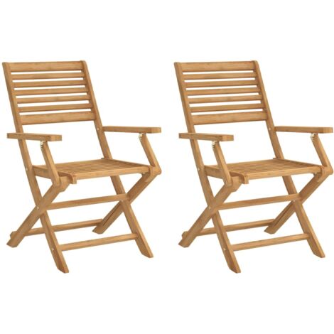 Chaises pliables de jardin 2 pcs bois massif d'acacia (1/5)