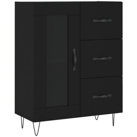 Buffet noir 69,5x34x90 bois d'ingénierie (1/5)