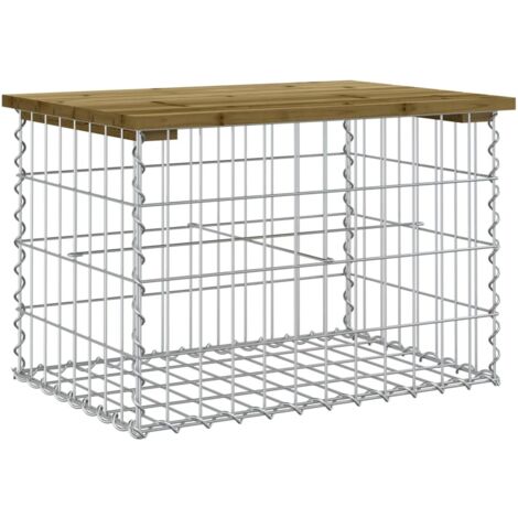 Banc de jardin design gabion 63x44x42 bois de pin imprégné (1/5)