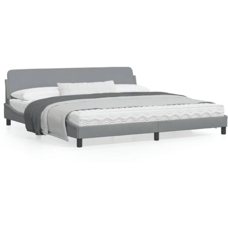 Cadre de lit avec tête de lit Gris clair 200x200 Tissu (1/5)