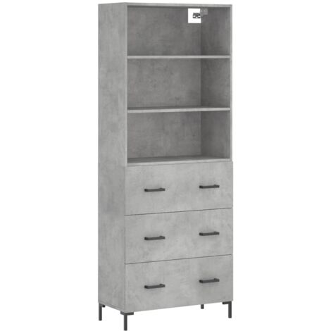 Buffet haut Gris béton 69,5x34x180 Bois d'ingénierie (1/5)