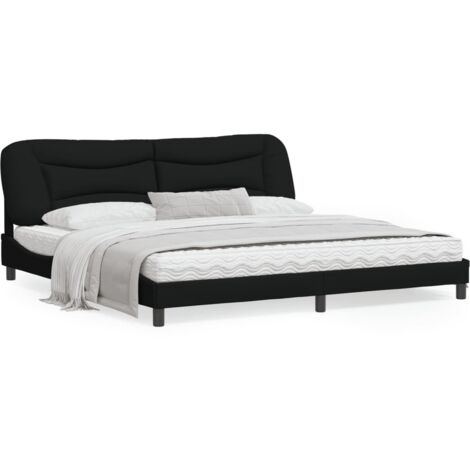Cadre de lit avec tête de lit Noir 200x200 Tissu (1/5)