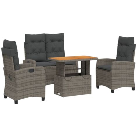 Ensemble à manger jardin 4pcs et coussins Gris Résine tressée (1/5)