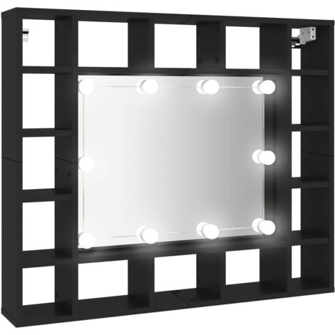 Armoire à miroir à LED noir 91x15x76,5 (1/5)