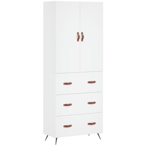 Buffet haut Blanc 69,5x34x180 Bois d'ingénierie (1/5)