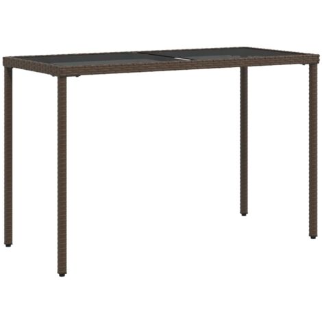 Table de jardin dessus en verre marron 115x54x74 poly rotin (1/5)