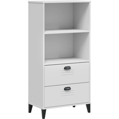 Bibliothèque VIKEN blanc 60x35x123 bois massif de pin (1/5)