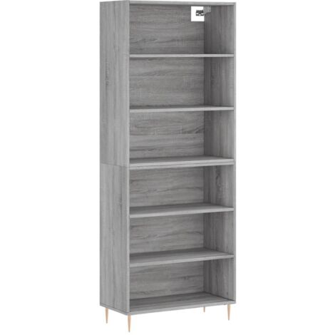 Buffet gris béton 69,5x32,5x180 bois d'ingénierie (1/5)