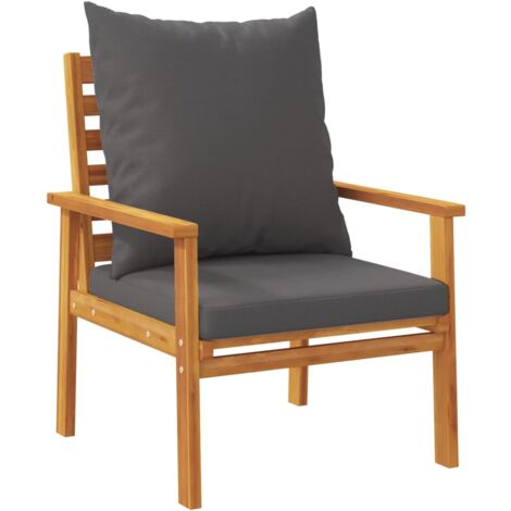 Fauteuil de jardin lot de 2 avec coussin bois massif d'acacia (1/5)