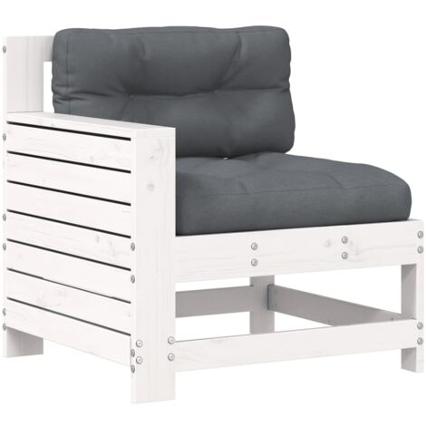 Canapé de jardin accoudoir avec coussin blanc bois massif pin (1/5)