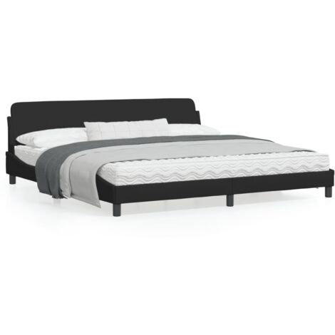 Cadre de lit avec tête de lit Noir 200x200 Tissu (1/5)
