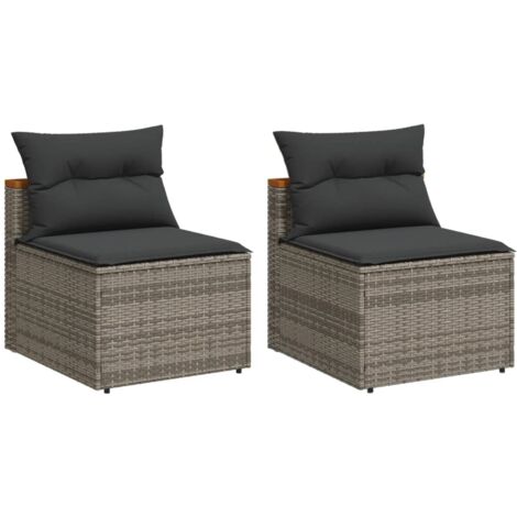 Canapés de jardin sans accoudoirs avec coussins 2 pcs gris (1/5)