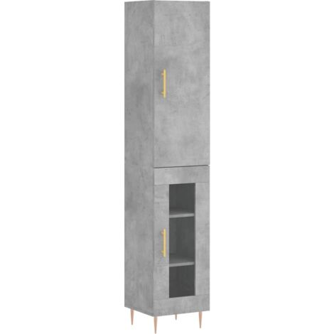 Buffet haut Gris béton 34,5x34x180 Bois d'ingénierie (1/5)