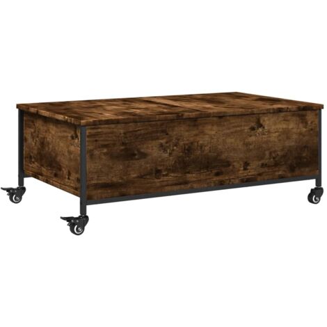 Table basse avec roulettes chêne fumé bois d'ingénierie (1/5)