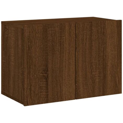 Meuble TV mural chêne marron 60x30x41 (1/5)