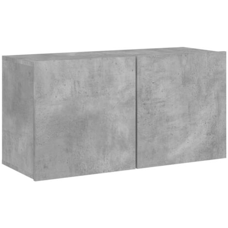 Meuble TV mural gris béton 80x30x41 (1/5)