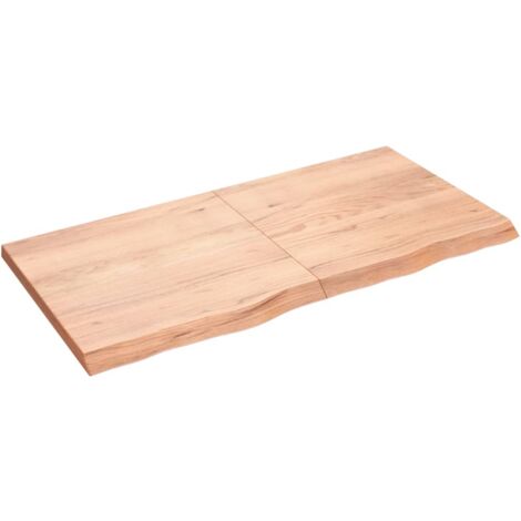 Dessus de table marron clair bois chêne massif traité (1/5)