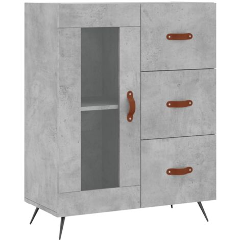 Buffet gris béton 69,5x34x90 bois d'ingénierie (1/5)