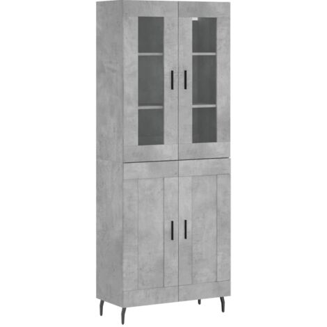 Buffet haut Gris béton 69,5x34x180 Bois d'ingénierie (1/5)