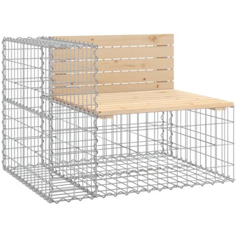 Banc de jardin design gabion 92x71x65,5 bois massif de pin (1/5)