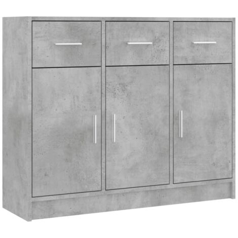 Buffet gris béton 91x28x75 bois d'ingénierie (1/5)