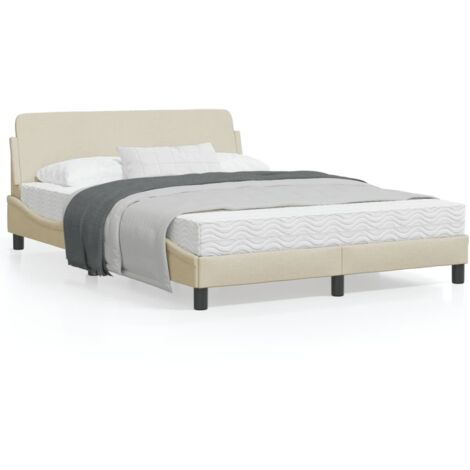 Cadre de lit avec tête de lit Crème 140x200 Tissu (1/5)