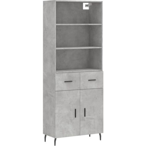 Buffet haut Gris béton 69,5x34x180 Bois d'ingénierie (1/5)