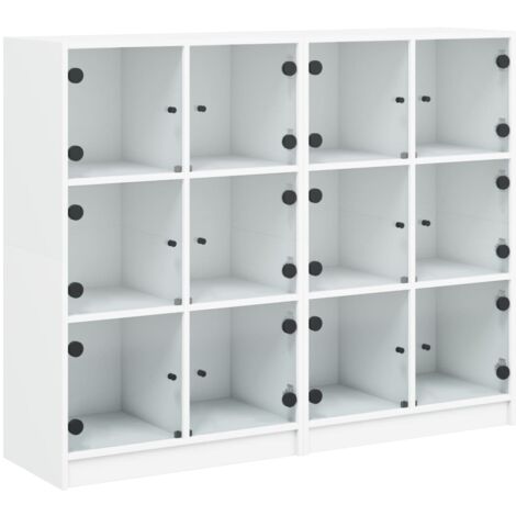 Bibliothèque avec portes blanc 136x37x109 bois d'ingénierie (1/5)