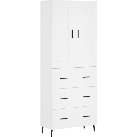 Buffet haut Blanc 69,5x34x180 Bois d'ingénierie (1/5)