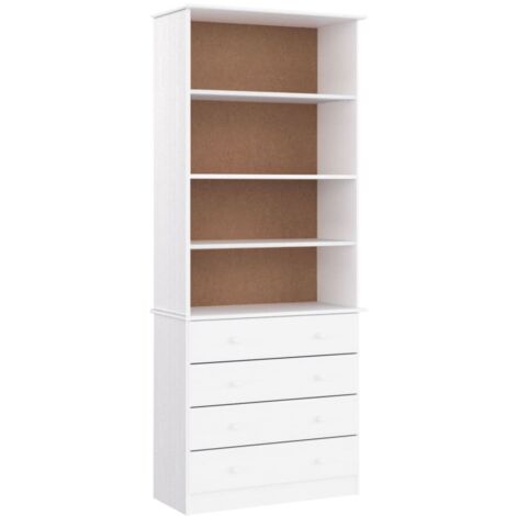Bibliothèque tiroirs ALTA blanc 77x35x186,5 bois massif pin (1/5)