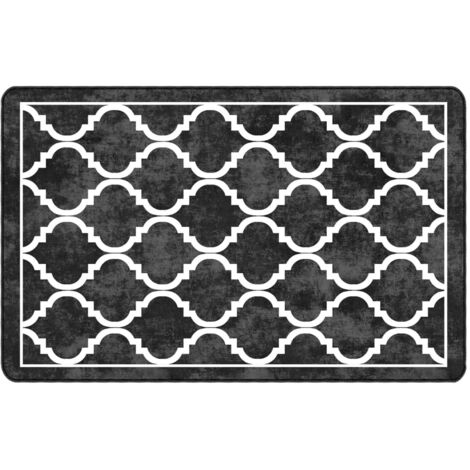 Tapis lavable noir et blanc 190x300 antidérapant (1/5)