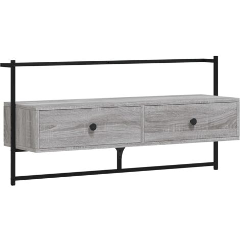 Meuble TV mural sonoma gris 100,5x30x51 bois d'ingénierie (1/5)