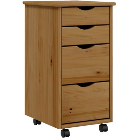 Armoire roulante avec tiroirs MOSS bois de pin marron miel (1/5)