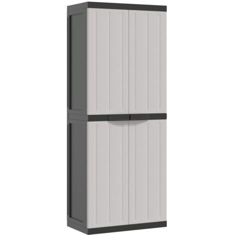 Armoire de rangement d'extérieur gris et noir 65x37x165 PP (1/5)