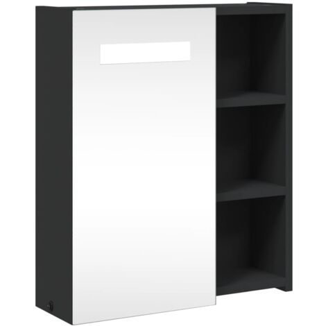 Armoire de salle de bain à miroir avec LED noir 45x13x52 (1/5)