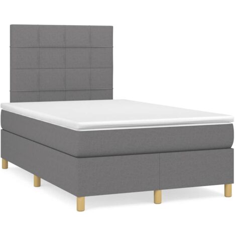 Sommier à lattes de lit matelas LED gris foncé 120x190 tissu (1/5)