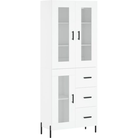 Buffet haut Blanc 69,5x34x180 Bois d'ingénierie (1/5)