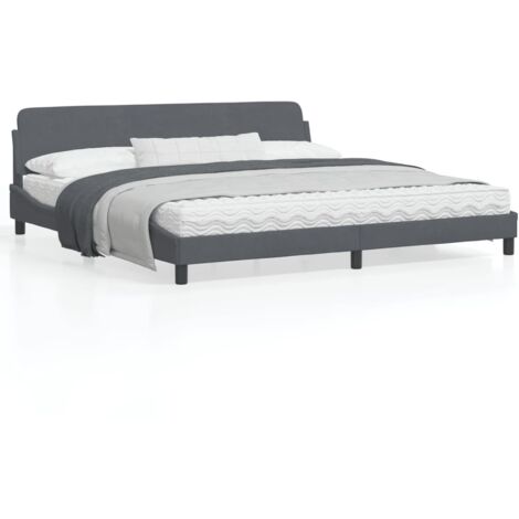 Cadre de lit avec tête de lit Gris foncé 200x200 Velours (1/5)