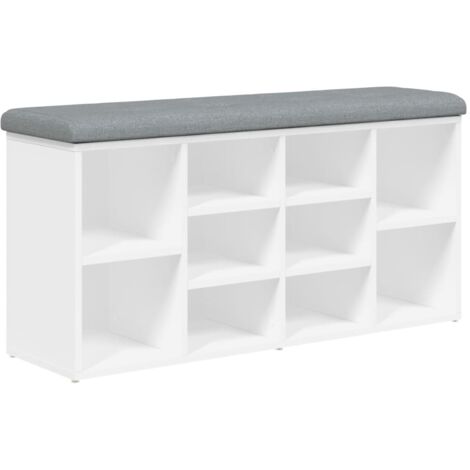 Banc à chaussures blanc 102x32x50 bois d'ingénierie (1/5)