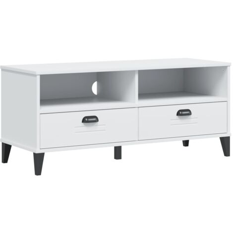 Meuble TV VIKEN blanc bois de pin solide (1/5)