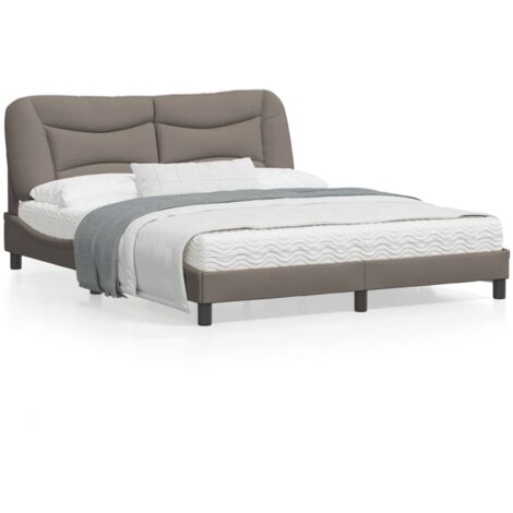Cadre de lit avec lumières LED taupe 160x200 tissu (1/5)