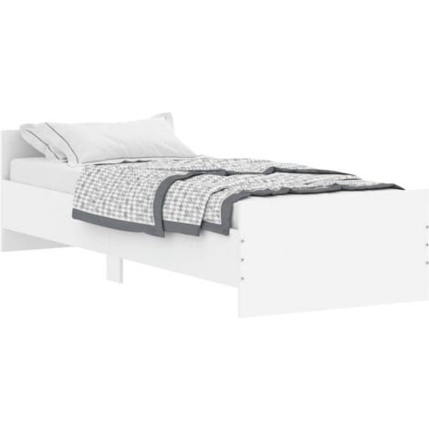 Cadre de lit blanc 75x190 petit simple bois d'ingénierie (1/5)