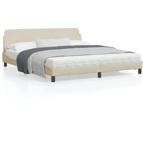 Cadre de lit avec tête de lit Crème 180x200 Tissu (1/5)