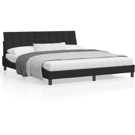 Cadre de lit avec lumières LED noir 180x200 velours (1/5)