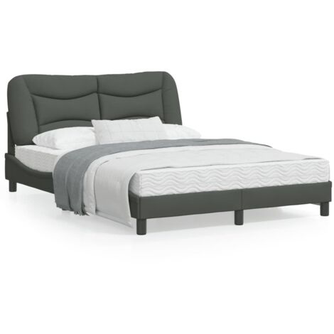 Cadre de lit avec tête de lit Gris foncé 140x190 Tissu (1/5)